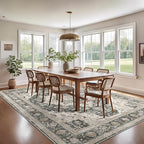 Washable Rugs 8x10 Area Rugs for Living Room, Bedroom, Office, Ultra-Thin Anti Slip Backing Rug, Super-Soft Vintage Large Area Rug, Home Decor Farmhouse Rugs (Black/Beige, 8'x10')