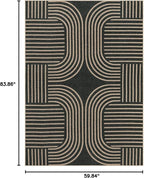 Lahome Enfys Modern Geometric Outdoor Easy Jute Rug, 5x7 Patio Living Room Rug Large Black Carpet for Bedroom, Farmhouse Washable Indoor Outdoor Carpet for Dining Room Backyard Deck