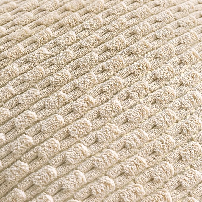 Set of 4 Beige Decorative Throw Pillow Covers 16x16 Inch Corduroy Pillow Covers for Bed Couch Sofa Living Room Soft Square Cushion Cases