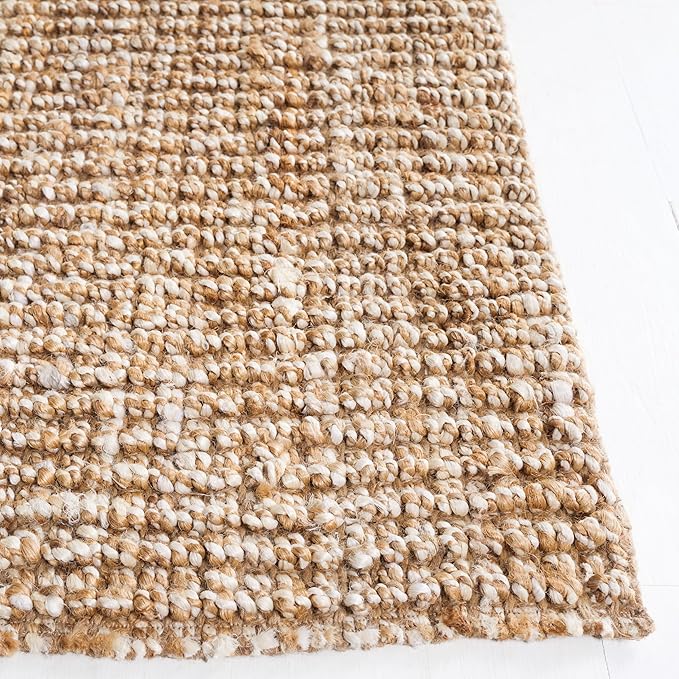 SAFAVIEH Natural Fiber Collection Runner Rug - 2'6" x 12', Natural & Ivory, Handmade Jute, Farmhouse Style, Chunky Textured Thick Pile (NF447N)