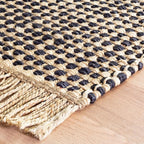 Dash & Albert Kuba Black Handwoven Jute Rug, 2.5 X 8 Feet, Black Geometric Pattern