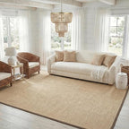SAFAVIEH Area Rug 8x10 - Natural Fiber Collection - Large - Maize & Brown, Sisal, Woven Design with Border (NF141C)
