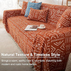 VClife Boho Couch Cover for 3 Cushion Couch Sofa Durable Soft Chenille Sofa Slipcover for Sectional Sofa, 1 PC Multi-Functional Sofa Covers Protector, Caramel and White Furniture Protector 71" x 134"