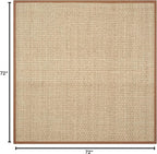 SAFAVIEH Area Rug 6' Square - Natural Fiber Collection - Natural & Brown, Seagrass, Basketweave Pattern with Border (NF114B)