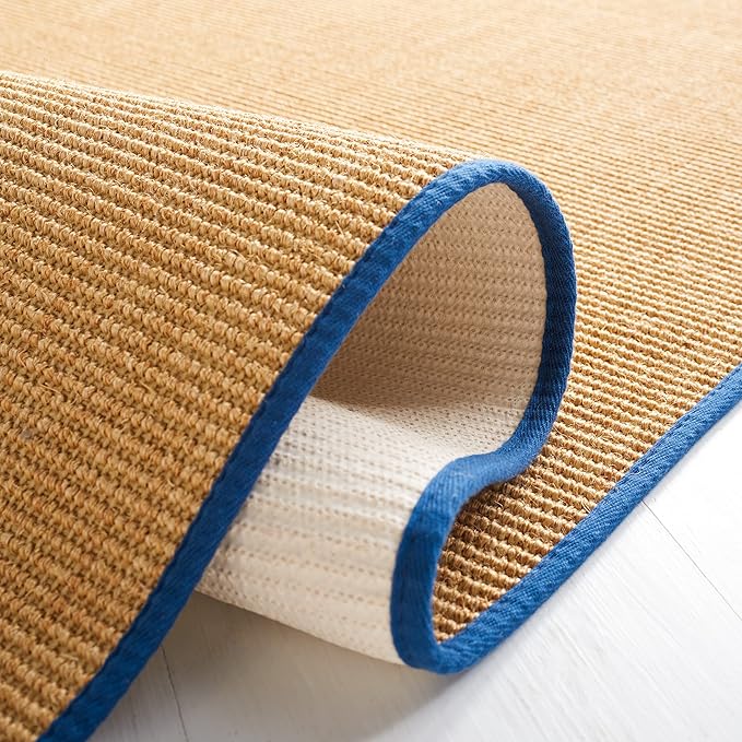 Martha Stewart x SAFAVIEH Area Rug Collection - 5' x 7', Natural & Navy, Sisal & Jute, Farmhouse Style, Ideal for Living Room, Bedroom, Office, Dining Space (MSR9501D)