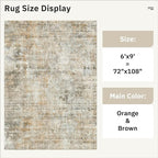 6x9 Abstract Area Rugs for Living Room 6 x 9 Washable Non Slip Low Pile Rugs for Bedroom Dining Room Foldable Thin Brown Grey