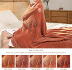 Blagic Knitted Throw Blanket for Couch Soft Farmhouse Boho Throw Blanket with Tassels Home Decorative Lightweight Throw Blankets,Maple Brown Throws for Bed/Chair/Sofa, Stripe Textured,60" W x 80" L