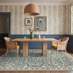 Bavni Area Rugs 8X10-Machine Washable Rug Lightweight Low Pile, Vintage Floral Rug Non-Shedding Distressed Throw Carpet for Living Room Bedroom Office, Green/Blue