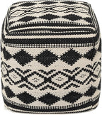 REDEARTH · UNSTUFFED Pouf Ottoman Cover Textured Cube Bean Bag Pouffe Footrest for Living Room, Bedroom, Nursery, Kidsroom; 100% Cotton(18"X18"X18", Linear Diamonds Black)