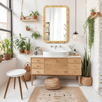 Barnyard Designs Rattan Bathroom Mirror – Rustic Farmhouse Style Handmade Wicker Rattan Frame - Boho Mirror for Nursery Wall Décor (24" x 36", Rectangular)
