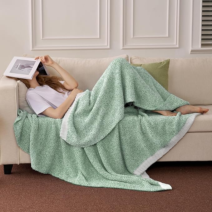 Joiedomi Twin Blanket for Couch Bed, Sage Green Knitted Blankets Gifts for Women Mom Girls, Cozy Cute Soft Throw Home Room Decor Aesthetic for Women Mothers Birthday Gifts 60x80 Inches