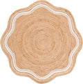 SAFAVIEH Natural Fiber Collection Area Rug - 6' x 6' Round Scallop, Natural/Bleach, Geometric Design, Ideal for High Traffic Areas in Living Room, Bedroom, Dining (NF359A)