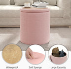 Ottoman Poufs with Storage, Set of 2 Soft Upholstered Vanity Stool,Multifunctional Ottomans Coffee Table Padded Seat Foot Rest for Living（Pink, Pack of 2）
