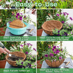 Riare 4 Pack 14 Inch Round Coco Liners Replacement, 100% Natural Coconut Coir Liners for Hanging Baskets, Garden Flower Vegetables Planter Pot, Window Box, Fence, Decks