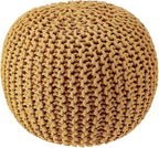 REDEARTH · Round Pouf Foot Stool Bean Bag Ottoman - Hand Knitted Boho Pouffe - Home Decor Poof - Stuffed Foot Rest for Living Room - Nursery - Bedroom - Patio (19.5"x19.5"x14") - Mustard, Set of 2