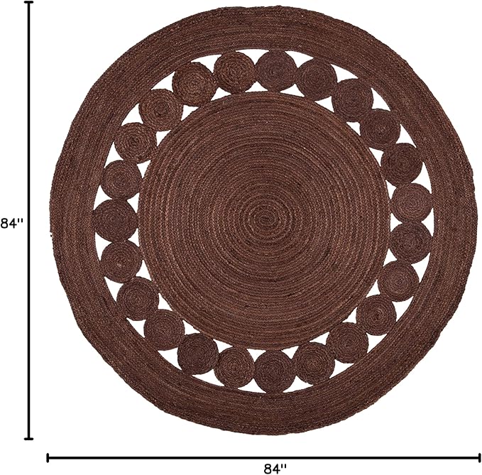 SAFAVIEH Area Rug 7' Round - Natural Fiber Collection - Brown, Handmade Jute, Boho Farmhouse Braided Design (NF364T)