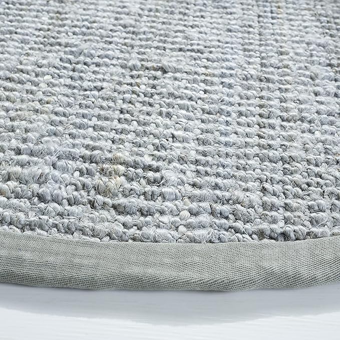 SAFAVIEH Natural Fiber Collection 7' Round Grey NF730F Handmade Farmhouse Premium Jute Area Rug