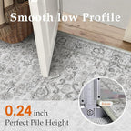 HUGEAR Grey Area Rug 5x7 Machine Washable Living Room Rugs Distressed Neutral Vintage Floral Low Pile Carpet Bedroom Office Dining Room Laundry Room Non Slip Soft Lightweight