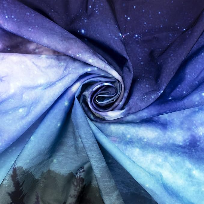 LB Black Wolf Tapestry Forest Mountain and Blue Ocean Wall Tapestry Moon in Starry Sky Tapestries for Bedroom Living Room College Dorm Wall Decor,92Wx70.5H inches