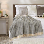 DII Diamond Stitch Woven Throw, Organic Modern, 50 x 60, Navy