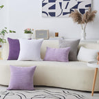 Home Brilliant Purple Pillows Covers Sofa Pillows Set of 2 Decorative Striped Velvet Throw Pillow Cases, 40cm, 16 x 16 Inch, Eggplant