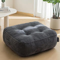 HIGOGOGO 8" Extra Thick Floor Pillow Cushion for Adults, Meditation Cushion Pillow, Large Square Floor Sitting, Tufted Corduroy Cover, for Tatami Living Room or Yoga, 22x22 Inch, Dark Grey