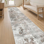 Runner Rug 2x10 Washable Non-Slip Hallway Runner Rugs for Kitchen Bathroom Laundry Room Pink/Grey Vintage Floor Carpet Runners for Hallways Entryway