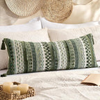 Kevin Textile 14x36 Inch Long Lumbar Pillow Cover 1 Pack Boho Decorative Rectangle Cushion Case Throw Soft Chenille Thread Woven Tufted Textured Farmhouse Accent for Living Room Couch Sofa Bed, Green
