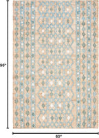 SAFAVIEH Kilim Collection Area Rug - 5' x 8', Natural & Blue, Flat Weave Jute Design, Ideal for High Traffic Areas in Living Room, Bedroom (KLM759M)
