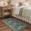 Bavni 3x5 Area Rugs, Floral Machine Washable Rugs for Living Room, Dinning Room, Bedroom, Non Slip Aesthetic Vintage Low Pile Durable Lightweight Farmhouse Rug, Tea Green/Blue