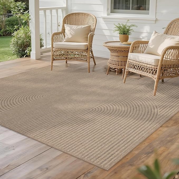 Easy Jute Rug 5x7: Indoor Outdoor Natural Boho Area Rugs for Living Room Patio Washable - Farmhouse Neutral Contemporary Carpet Mat for Entryway Bedroom Kitchen Backyard Sunroom Non Slip