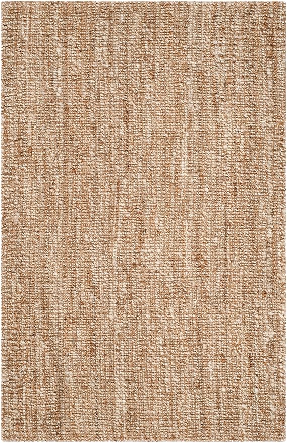 SAFAVIEH Area Rug 4x6 - Natural Fiber Collection - Natural & Ivory, Handmade Jute, Farmhouse Style, Chunky Textured Thick Pile (NF447N)