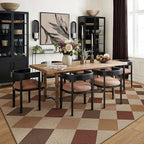 8x10 Checkered Easy Jute Area Rug for Living Room Large Checkerboard Washable Indoor Outdoor Carpet Farmhouse Patio Office Mat Geometric Non Slip Brown-Beige Carpet for Backyard Dining Room