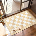 Vasofe Washable Small Entry Rug, 2x3 Checkered Jute Rugs Outdoor Indoor Front Door Mat, Non-Slip Bedroom Entrance Doorway Kitchen Mats, Plaid Farmhouse Porch Carpet, Khaki and White