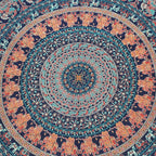 Round Beach Tapestry Turquoise Mandala Throw/Boho Hippie Beach Blanket Roundie/Indian Cotton Bohemian Large Round Table Cloth-Home Decor/Yoga Mat Meditation Picnic Rug (70", Brown)