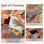 Boho Floral Kitchen Mats for Floor 2PCS Anti Fatigue Mats for Kitchen Floor Cushioned Non Slip Waterproof Memory Foam PVC Kitchen Rugs Set for Sink,Office,Laundry 17.3"x28"+17.3"x47"