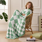 Joiedomi Throw Blanket for Couch, Sage Green Checkered Knitted Blankets Gifts for Women Mom Girls, Cozy Cute Soft Throw Home Room Decor Aesthetic Women Mothers Birthday Gifts 50x60 Inches