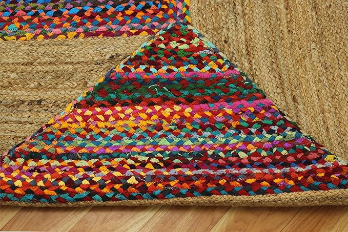 Collection Rectangular Area Rug - 2x3 Feet Multicolor Cape Code Chindi Cotton Jute Rug Geometric Kilim Rug Indoor Outdoor Use Carpet Flatweave Rugs for Bedroom Dining Room Living Room