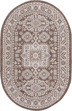 Rugs.com Outdoor Aztec Collection Rug – 3' x 5' Oval Brown Flatweave Rug Perfect for Living Rooms, Large Dining Rooms, Open Floorplans