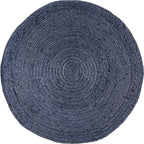 nuLOOM 4 Round Rigo Jute Hand Woven Area Rug, Navy, Solid Farmhouse Design, Natural Fiber, For Bedroom, Living Room, Dining Room, Hallway, Office, Kitchen, Entryway