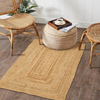 Hand Woven Jute Area Rug - 2’x3’ Feet - Rustic Beige Reversible Rectangular Rugs for Bedroom, Kitchen, Living Room - Vintage Natural Braided Entry Floor Décor Boho Jute Rug 2x3 Feet