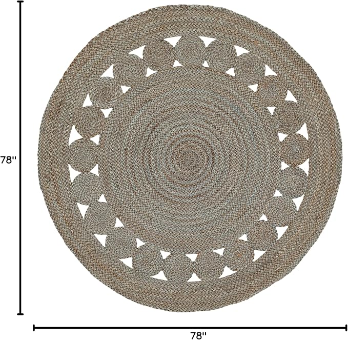 SAFAVIEH Natural Fiber Collection Area Rug - 6'6" Round, Grey, Handmade Jute, Boho Farmhouse Braided Design (NF364C)