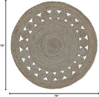 SAFAVIEH Natural Fiber Collection Area Rug - 6'6" Round, Grey, Handmade Jute, Boho Farmhouse Braided Design (NF364C)