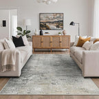 GENIMO Washable Rugs 5x7 Area Rugs for Living Room Bedroom, Modern Lightweight Rug Ultra Soft Indoor Area Rugs 5x7 for Dining Room, Low Pile Carpet with Non Slip Backing, Mist Grey