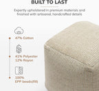 Anji Mountain Pouf Ottoman Foot Rest, Handmade Ottoman Pouf, Comfortable Foot Stool, Decorative Floor Seating for Living Room Decor, Bedroom & Home Décor Accent - Natural
