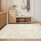 4x6 Area Rugs for Living Room, Vintage Washable Rugs for Dining Room, Bedroom, Home Office Decor, Non-Slip Beige/Brown Carpet Thin Rug