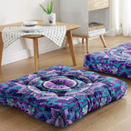 Mandala Meditation Cushion, Boho Meditation Mat, Meditation Pillows for Sitting on Floor, Cushions for Sitting in Home and Outdoor, Square Floor Pillow Cushion Seating for Yoga Accessories 22'' X 22''