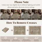 6x9 Washable Rug Vintage Fade Resistant Boho Distressed Non-Slip Indoor Large Carpet Low Pile Lightweight & High-Traffic Safe for Bedroom, Dorm, Playroom - Farmhouse Decor