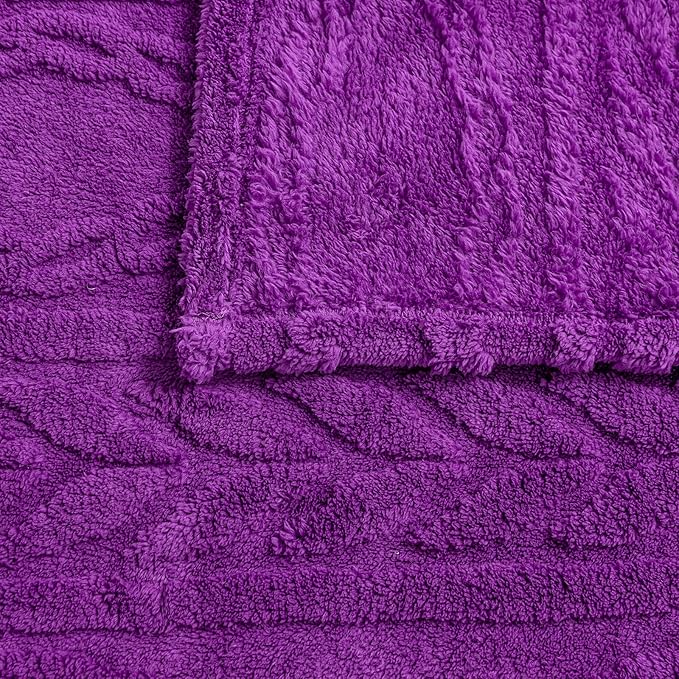 YUSOKI Twin XL Blanket Single Layer,Weight(3.1lb),370GMS-3D Stylish Design for Gift Home Decor (Purple,65"x90")