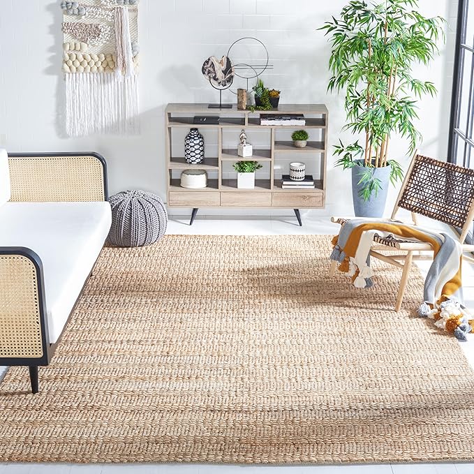 SAFAVIEH Area Rug 8x10 - Natural Fiber Collection - Large - Natural, Handmade Jute, Braided Woven Design, Ideal for Living Room, Bedroom, Dining Space (NF212A)